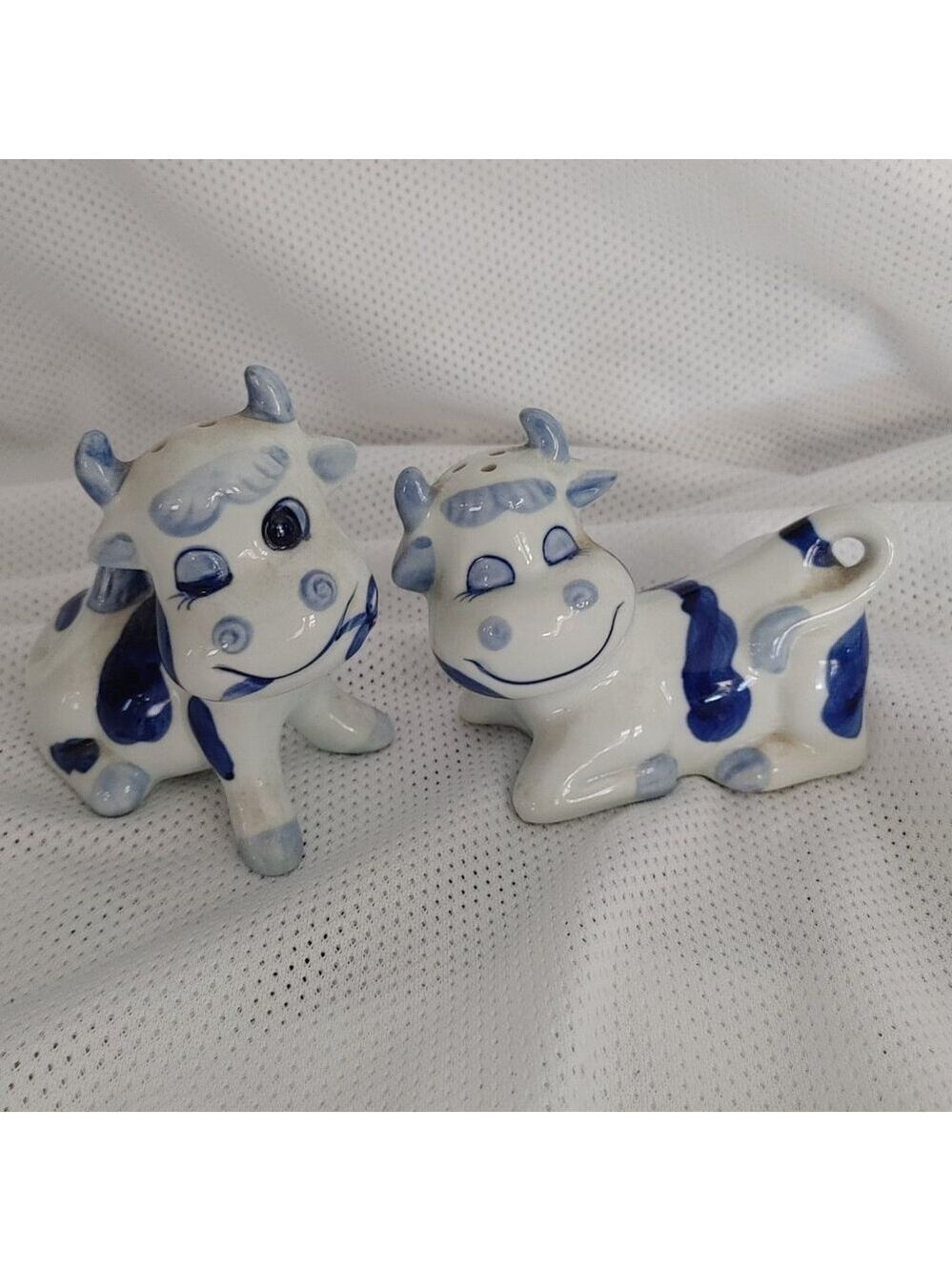 Vintage Enesco Blue & White Cow Figurines – Ceramic Set